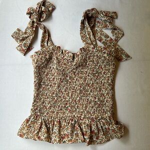 Altar’d State Tie Top in Floral Apricot Ivy Size Small